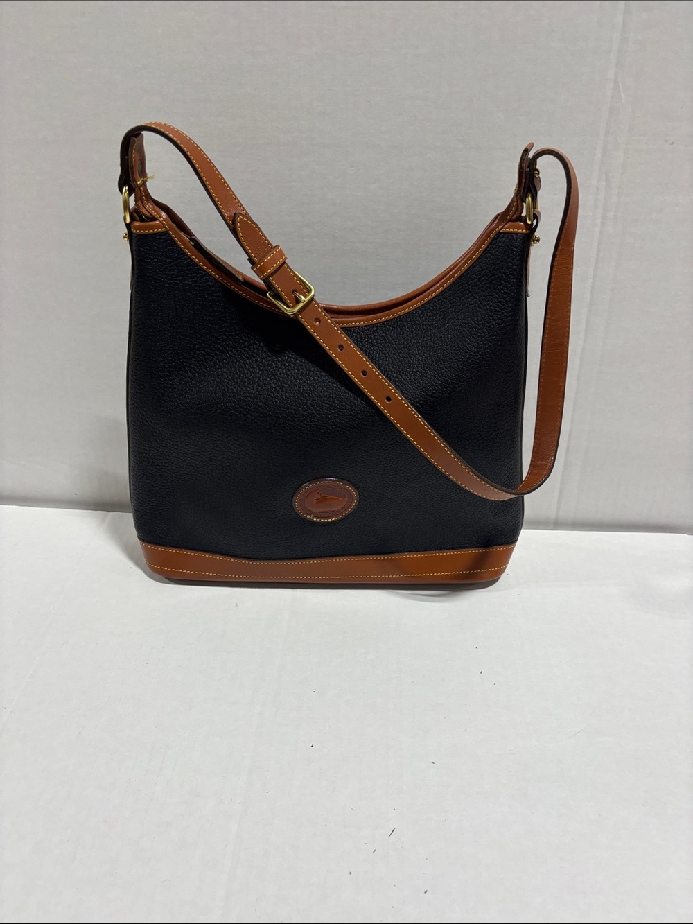 Vintage Dooney & Bourke Shoulder Bag All Weather Leather Dark Blue